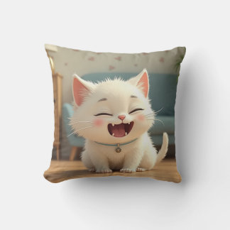 [Home&Living] Happy & Cute White Cat Cushion