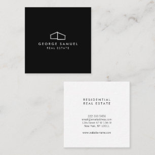Home Logo Realtor Black & White Square Business Card