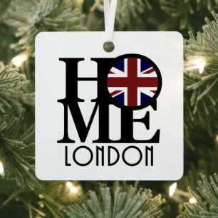 HOME London (UK flag) Metal Ornament