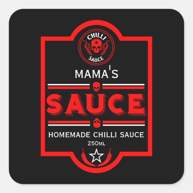 Home Made Chilli Sauce Square Sticker (Front)