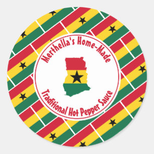 Home Made HOT PEPPER SAUCE Ghana Flag Classic Round Sticker