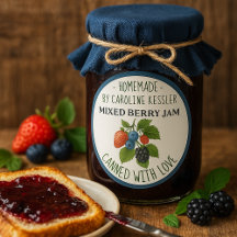 Home Made Mixed Berry Jam Canning Label Sheet