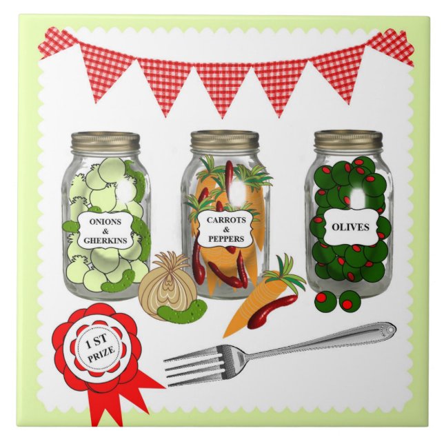 Home Made Pickles Theme Cute Tile (Front)