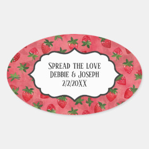 Home-made Strawberry Jam or Wedding Favour  Oval Sticker