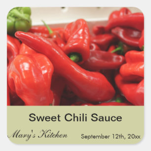 Home made sweet chili sauce bottle labels