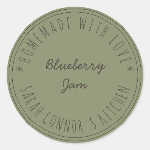 Home made with love Blueberry Jam Green Classic Round Sticker