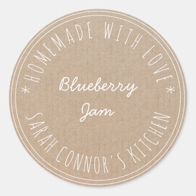 Home made with love Blueberry Jam Kraft Paper Classic Round Sticker (Front)