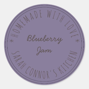 Home made with love Blueberry Jam Purple Classic Round Sticker