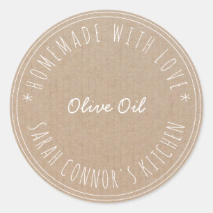 Home made with love Olive Oil Kraft Classic Round Sticker