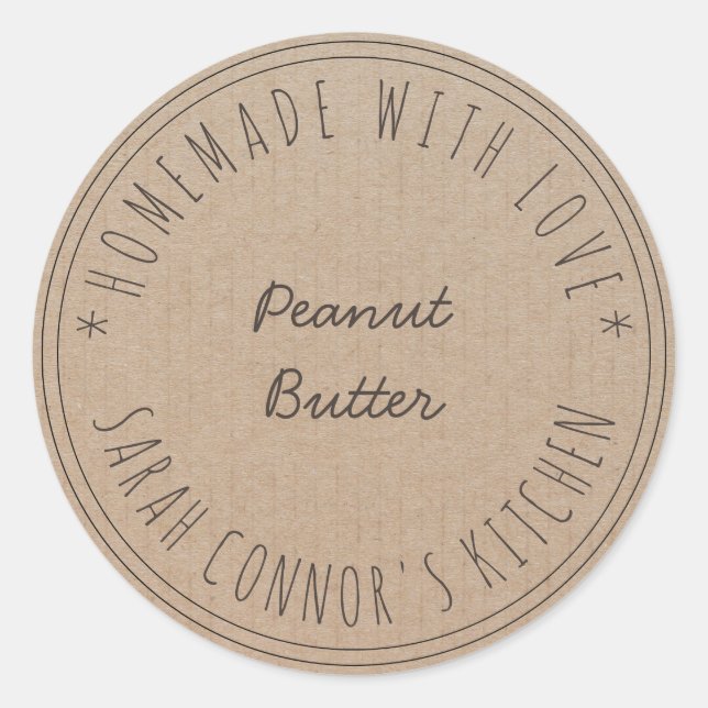 Home made with love Peanut Butter Kraft Baking Classic Round Sticker (Front)