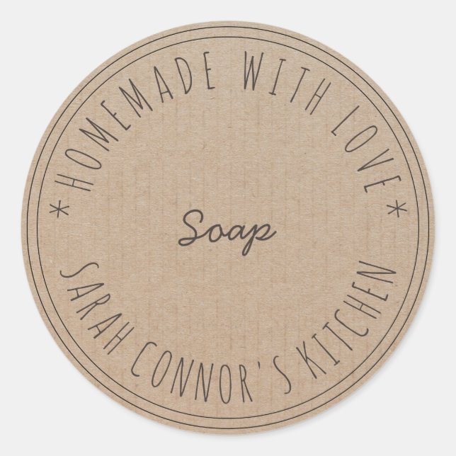 Home made with love Soap Kraft Spa Classic Round Sticker (Front)