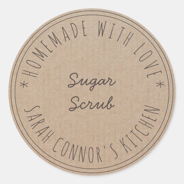 Home made with love Sugar Scrub Kraft Spa Classic Round Sticker (Front)