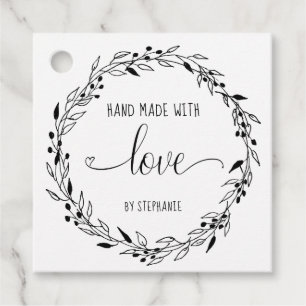 Home made with love typographic favour tags