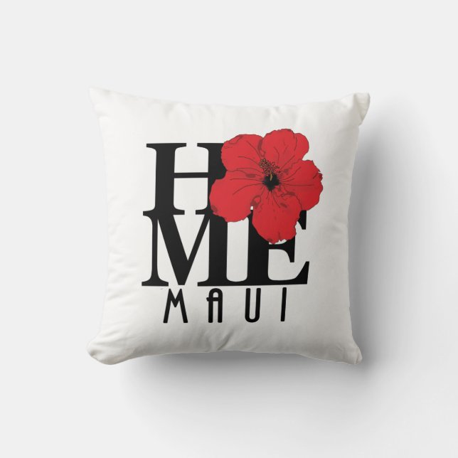 HOME Maui Red Hibiscus Throw Pillow (Front)