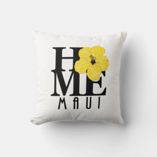 HOME Maui Yellow Hibiscus Throw Pillow