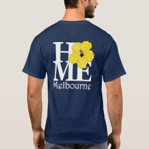 HOME Melbourne Yellow Hibiscus (Back Print) T-Shirt