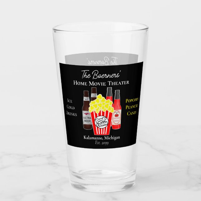  Home Movie Theatre Beer Soda Drinking Glasses (Front)