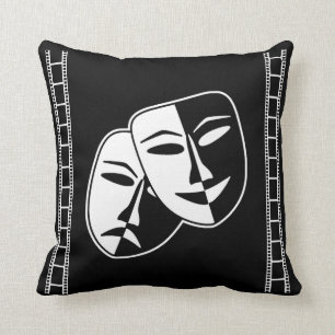 Home Movie Theatre Comedy Tragedy Masks Throw Pillow