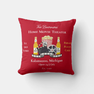 Home Movie Theatre Popcorn Clapperboard Film Throw Pillow