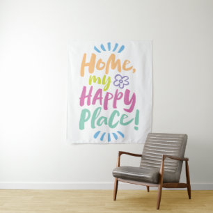HOME my Happy Place!  Cozy Homebody - Lettering Tapestry