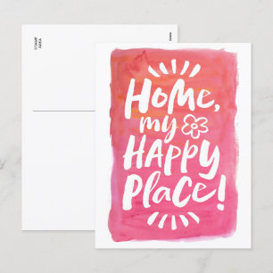 HOME my Happy Place! Homebody - Pink Holiday Postcard