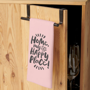 HOME my Happy Place! Paris Chic Black Pink Kitchen Towel