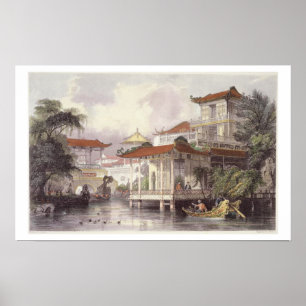 Home of a Chinese Merchant near Canton, from 'Chin Poster