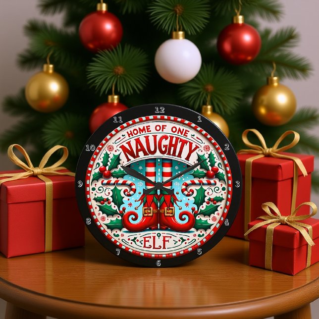 Home of One Naughty Elf Large Clock (Creator Uploaded)