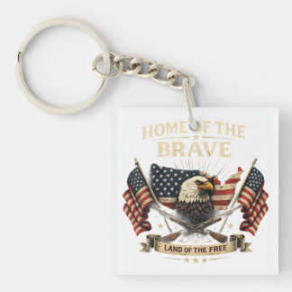 Home of the Brave Patriotic T-Shirt USA Flag Eagle Keychain