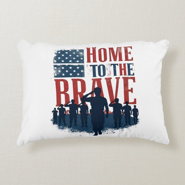 Home of the Brave Salute Tee Accent Pillow (Front)