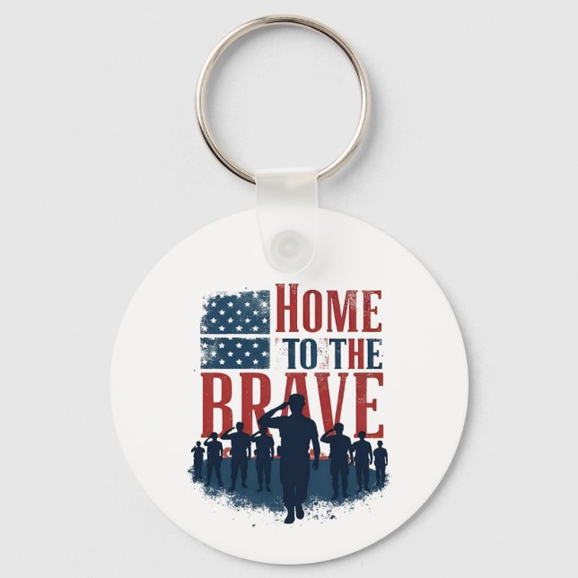Home of the Brave Salute Tee Keychain (Front)