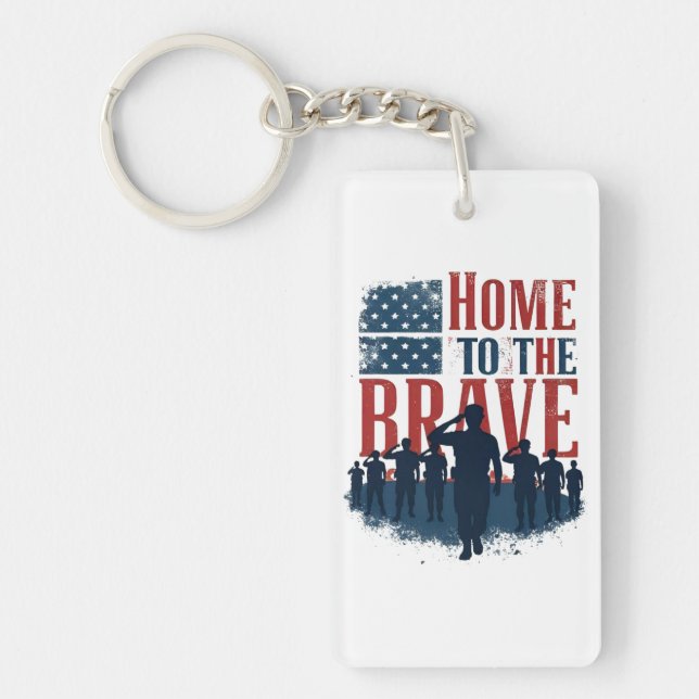 Home of the Brave Salute Tee Keychain (Front)