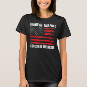 Home Of The Free American Flag Men Boys Veterans T-Shirt