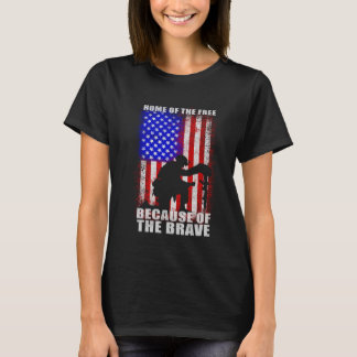 Home Of The Free Because Of The Brave Distress Ame T-Shirt