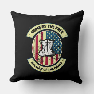 Home of the Free, Because of the Brave Patriotic Throw Pillow