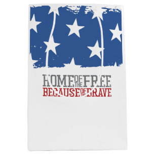 Home of the Free Because of the Brave US Flag Medium Gift Bag