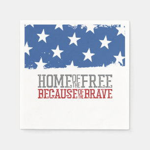Home of the Free Because of the Brave US Flag Napkin