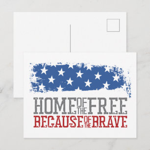 Home of the Free Because of the Brave US Flag Postcard