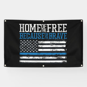 Home of the free because of the brave USA Flag Banner