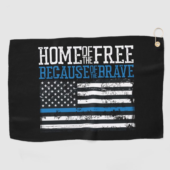 Home of the free because of the brave USA Flag Golf Towel (Horizontal)