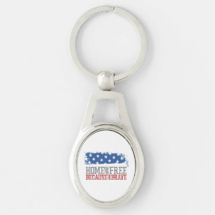 Home of the free because of the brave USA Flag Keychain
