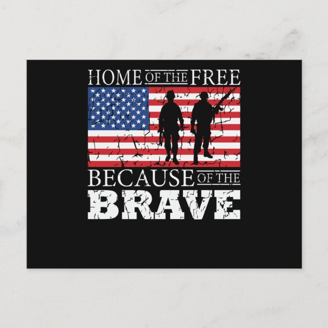 Home Of The Free Because Of The Brave - USA Flag Postcard (Front)