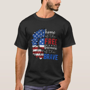 Home Of The Free Because Of The Brave USA Flag Sun T-Shirt