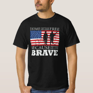 Home Of The Free Because Of The Brave - USA Flag T-Shirt