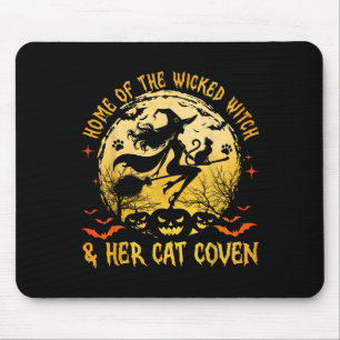 Home Of The Wicked And Her Cat Funny Witch Hallowe Mouse Pad