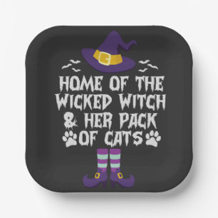 Home Of The Wicked Witch & Her Pack of Cats Funny Paper Plate