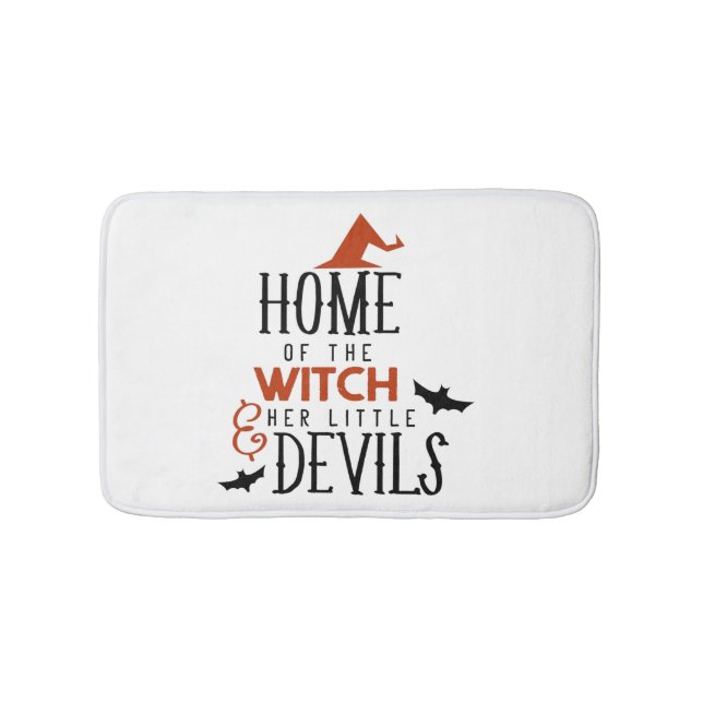 home of the witch and her little devils Halloween Bath Mat (Front)