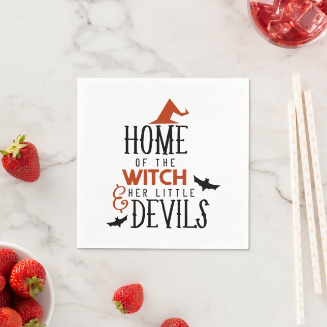 home of the witch and her little devils Halloween Napkin (Insitu)