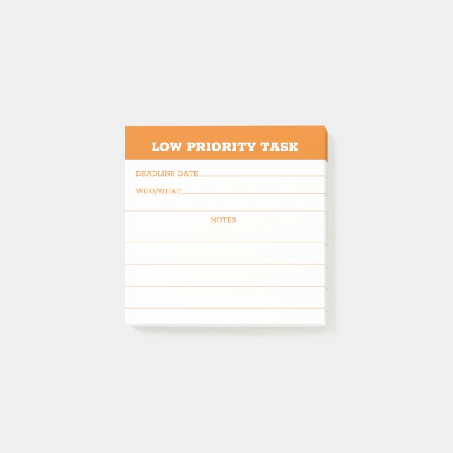 Home office employee low priority task reminder post-it notes (Front)