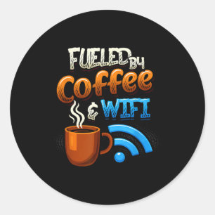 Home Office Humour Fuelled By Coffee And Wifi Remo Classic Round Sticker